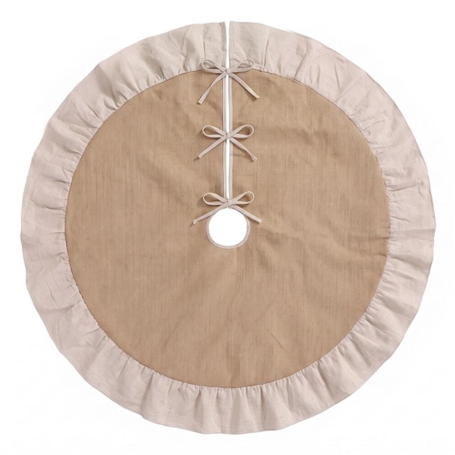 Jingle Jollys 120cm Christmas Tree Skirt Linen Christmas Tree Mat Decor