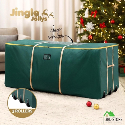 Jingle Jollys Christmas Tree Storage Bag Up to 10ft Visible Handle Wheels Green