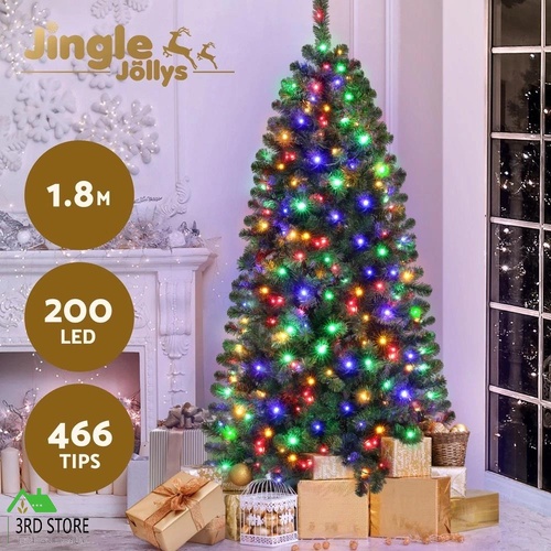 Jingle Jollys Christmas Tree 1.8M LED Corner Xmas Tree Half 8 Modes Multi-color