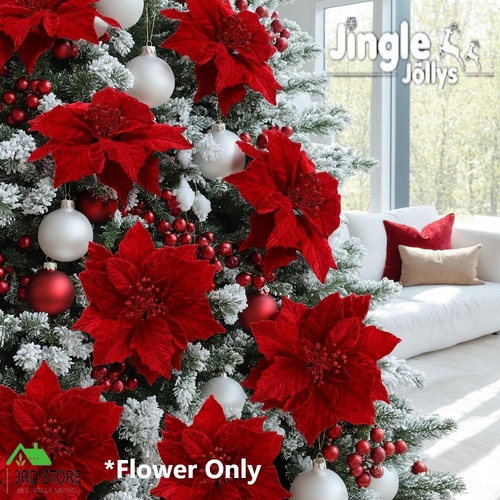 Jingle Jollys 14Pcs Christmas Tree Flowers Set Xmas Garland Wreath Ornaments Red