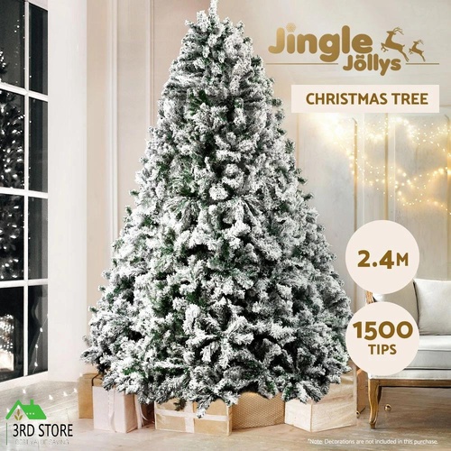 Jingle Jollys Christmas Tree 2.4M 8FT Xmas Decorations Snow Home Decor 1500 Tips