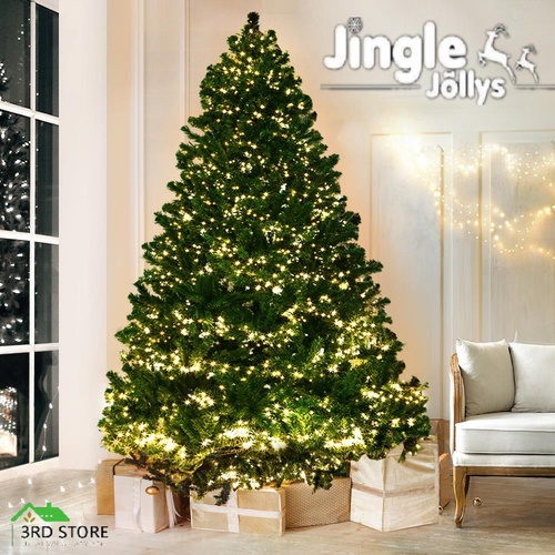 Jingle Jollys Christmas Tree 2.4M 8FT 3190 LED Pre Lights Decorations Warm White