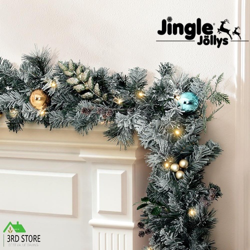 Jingle Jollys 2.7M Pre-Lit Christmas Garland with Ornament Light Xmas Tree Decor