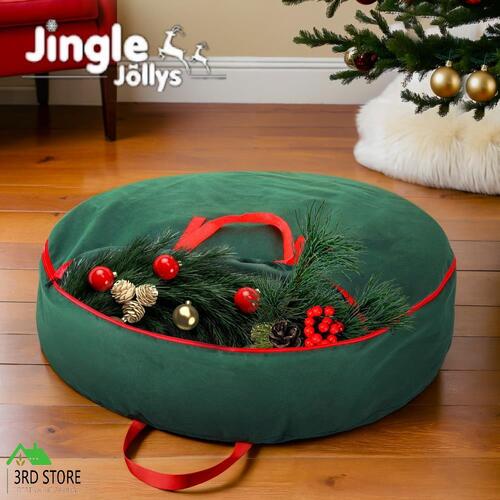 Jingle Jollys Christmas Garland Wreath Storage Bag Baubles Ornaments Container
