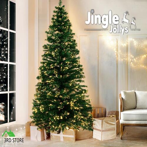 Jingle Jollys Christmas Tree 1.8M 6FT LED Xmas Fibre Optic Multi Warm White