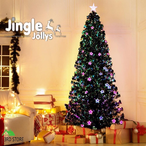 Jingle Jollys Christmas Tree 2.1M 7FT LED Xmas Fibre Optic Multi Colour Lights