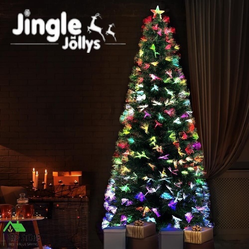 Jingle Jollys 2.1M 7FT LED Christmas Tree Xmas Multi Colour Lights Optic Fibre
