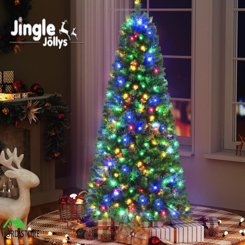 Jingle Jollys 1.8M Pre-lit Christmas Tree 8 Mode Multi Colour 200 LED Light Xmas