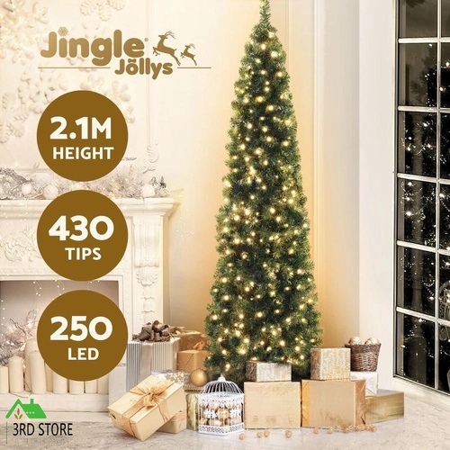 Jingle Jollys Christmas Tree 2.1M Corner Xmas Tree Party Decorations 430 Tips