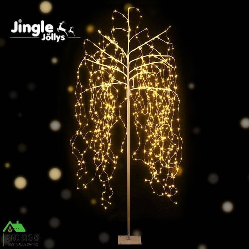 Jingle Jollys 2.1M Solar Christmas Tree 600 LED Trees String Lights Warm White