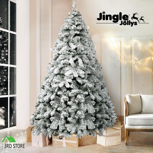 Jingle Jollys Snowy Christmas Tree 1.8M 6FT Xmas Decorations 520 Tips