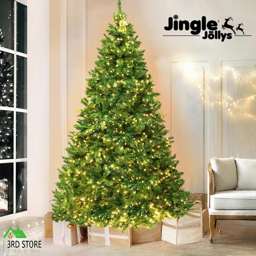 Jingle Jollys Christmas Tree 2.4M 8FT 1488 LED Pre Lights Decorations Warm White