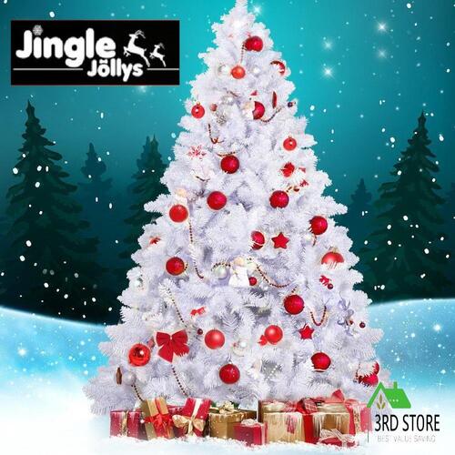 Jingle Jollys Christmas Tree 2.4M 8FT White Xmas Decoration Home Decor 1400 Tips