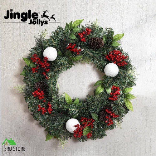 Jingle Jollys 2FT 60CM Christmas Wreath with Decor Xmas Tree Decoration