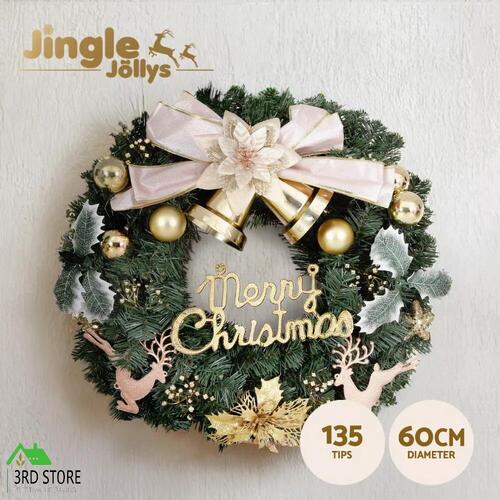 Jingle Jollys Christmas Wreath 60CM Garland Flowers Baubles Party Decorations