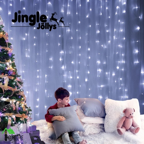 Jingle Jollys 6X3M Christmas Curtain Fairy Lights String 600LED Party Wedding CW