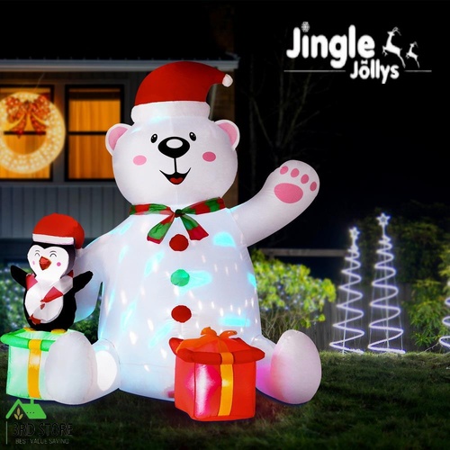 Jingle Jollys Christmas Inflatable Bear 1.8M Height LED Outdoor Decorations Illuminated