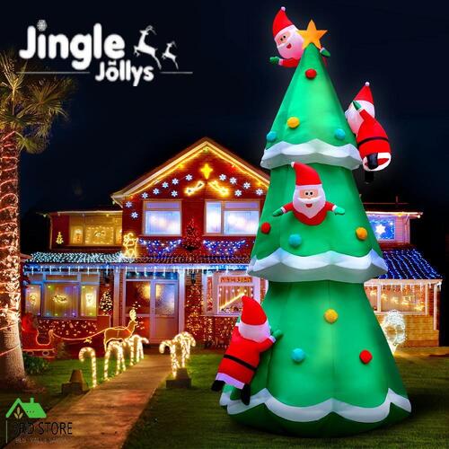 Jingle Jollys 5M Christmas Inflatable Santa on Christmas Tree Xmas Decor LED