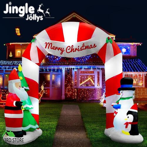 Jingle Jollys Inflatable Christmas 3M Archway with Santa Xmas Outdoor Decor LED