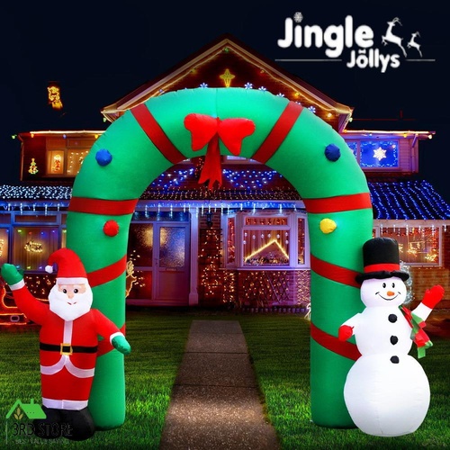 Jingle Jollys 2.8M Christmas Inflatable Giant Arch Way Santa Snowman Light Decor