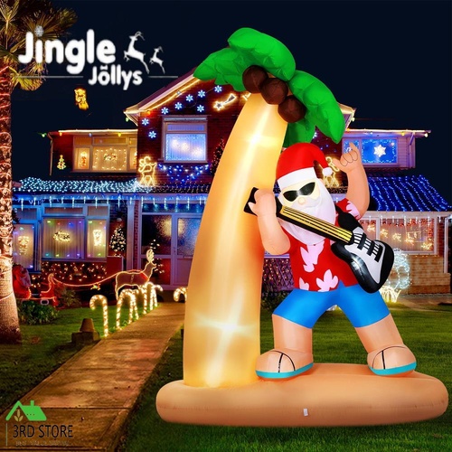 Jingle Jollys Christmas Inflatable Santa Guitar 2.1M Led Illuminated Decorations