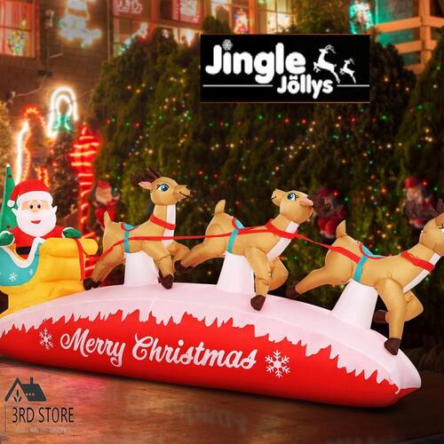 Jingle Jollys Christmas Inflatable Santa On Sleigh 2.8M LED Lights Outdoor Decor