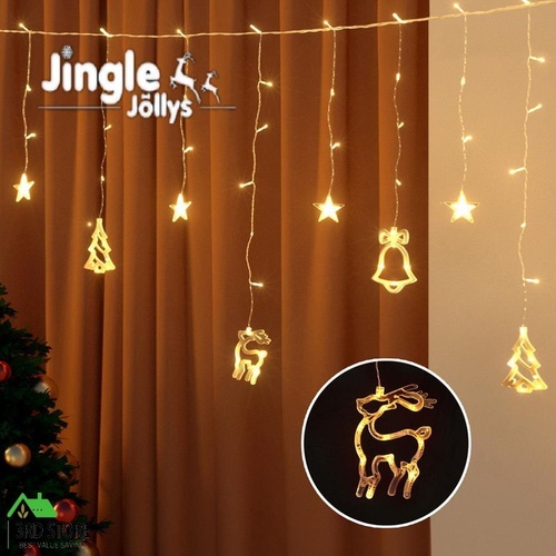 Jingle Jollys 3M Christmas Icicle Lights String Lights 138 LED Warm White