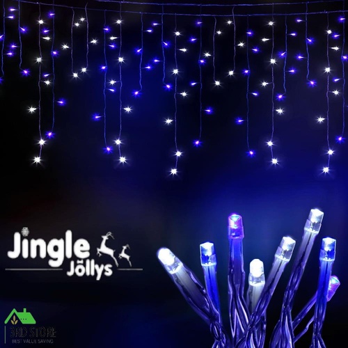 Jingle Jollys Icicle Lights Christmas 800 LED Outdoor Fairy String Party Wedding