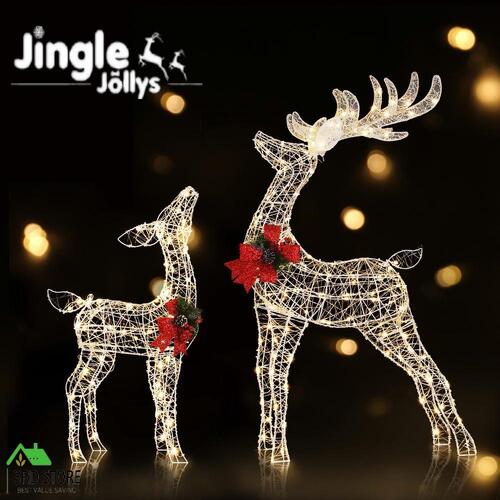 Jingle Jollys Christmas Lights 2pcs Reindeer Set Fairy Light 170 LED Decorations