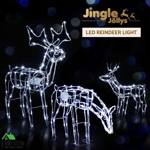 Jingle Jollys Christmas Lights 250 LEDs Fairy Light Reindeer 3pcs Decorations
