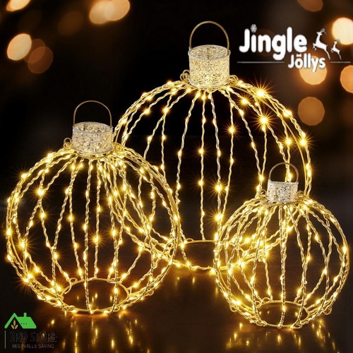 Jingle Jollys Christmas Lights 320 LED Fairy Light 3pcs Ball Decorations Set