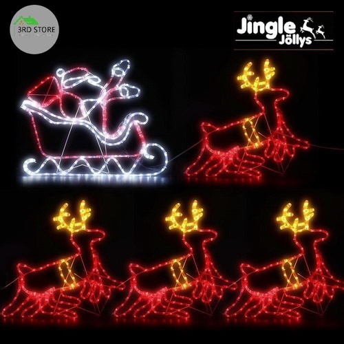 Jingle Jollys Christmas Motif Lights LED Rope Reindeer Waterproof Colourful Xmas