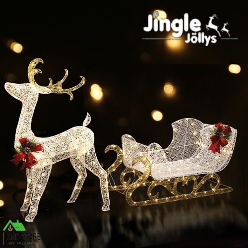 Jingle Jollys Christmas Lights Motif LED Rope Light Reindeer Sleigh Xmas Decor