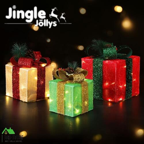 Jingle Jollys Christmas Lights 60 LED Fairy Light Gift Box 3pcs Decorations RGW
