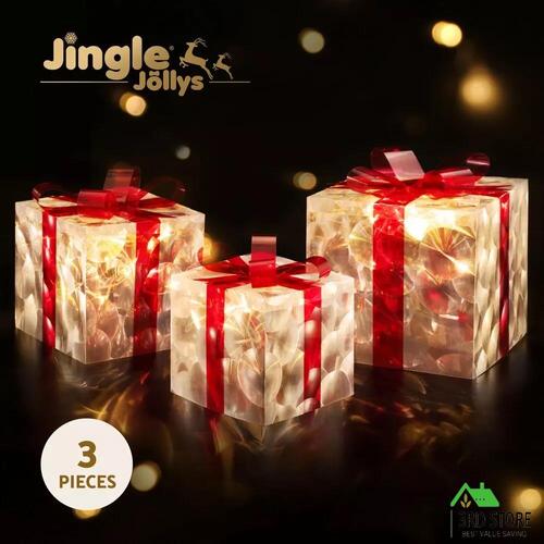 Jingle Jollys Christmas Lights 70 LED Fairy Light Gift Box 3pcs Decorations Red