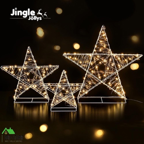Jingle Jollys Christmas Lights 900 LED Fairy Light 3pcs Star Decorations Set