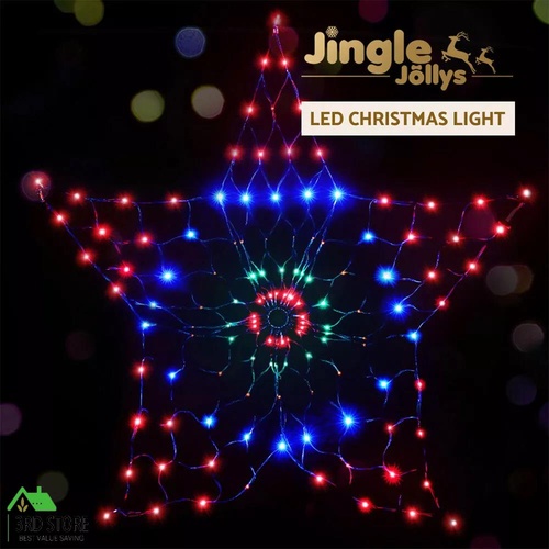 Jingle Jollys Christmas Motif Lights LED Star Net Waterproof Outdoor Solar Power