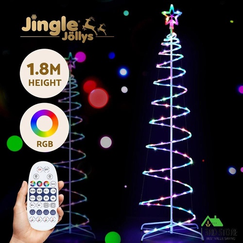 Jingle Jollys Christmas Tree 1.8m 100 RGB LED Rope Lights Xmas Trees Decoration