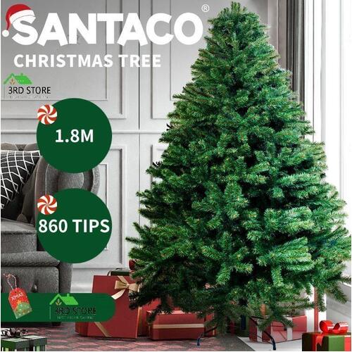 SANTACO Christmas Tree Kit Xmas Decorations Colourful Green 1.8m Xmas