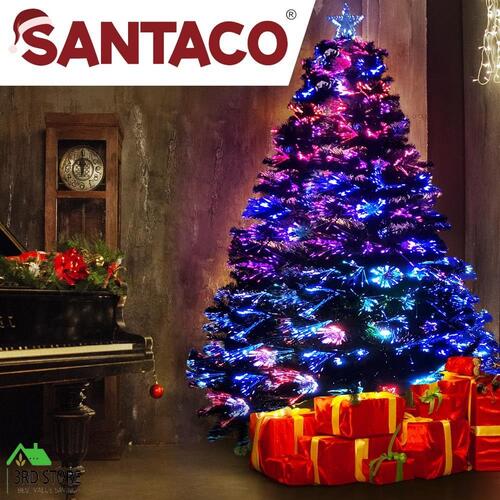 SANTACO Christmas Tree 2.4M 8Ft Xmas Decorations Fibre Optic Multicolour Lights