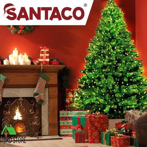 SANTACO Pre-Lit Christmas Tree 2.1M 7Ft Xmas Home Garden Decor Warm LED Lights