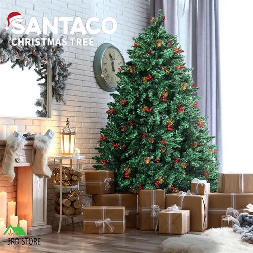 Santaco Christmas Tree 2.4M 8Ft Pinecone Decorated Xmas Home Garden Decorations