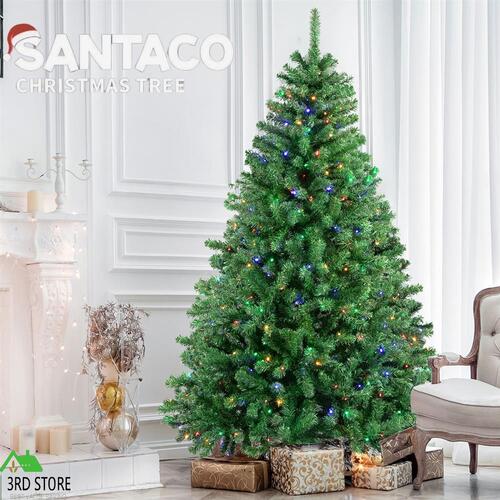 SANTACO Pre Lit Artificial Christmas Tree 1.5M 8Mode Led Lights Xmas Bushy Decor