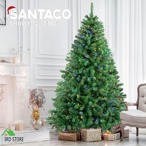 SANTACO 1.8M Christmas Tree Pre Lit 8 Mode Led Lights Xmas Bushy Decorations