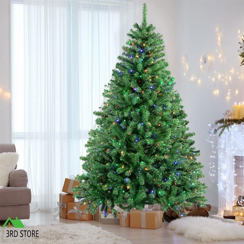 SANTACO Artificial Led Christmas Tree with Lights 2.1M Pre Lit Xmas Decor 8 Mode