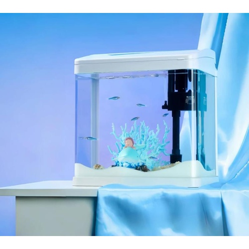 Aquarium Curved Glass RGB LED Fish Tank Set Filter Pump 30L