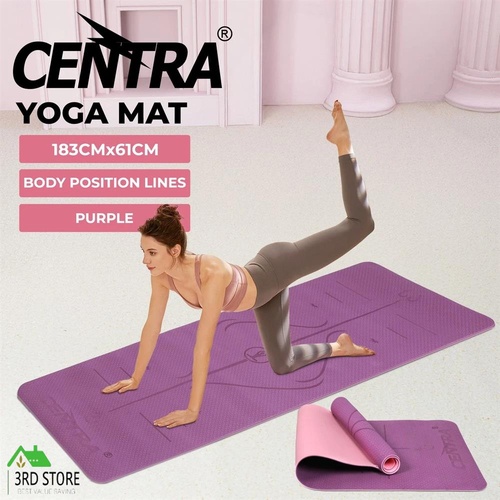 Centra Yoga Mat Non-Slip Fitness Exercise Workout Home Pilates & Floor Purple