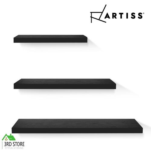 Artiss Floating Wall Shelf Set DIY Mount Storage 3pcs Book Display Rack Black